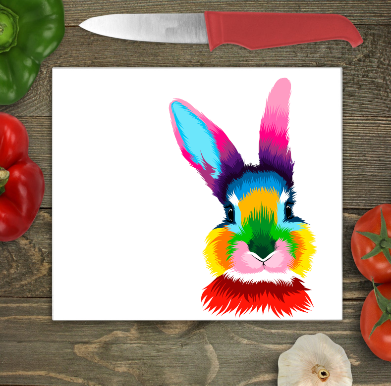 Rabbit Large Glass Chopping Board, Rabbit Worktop Protector